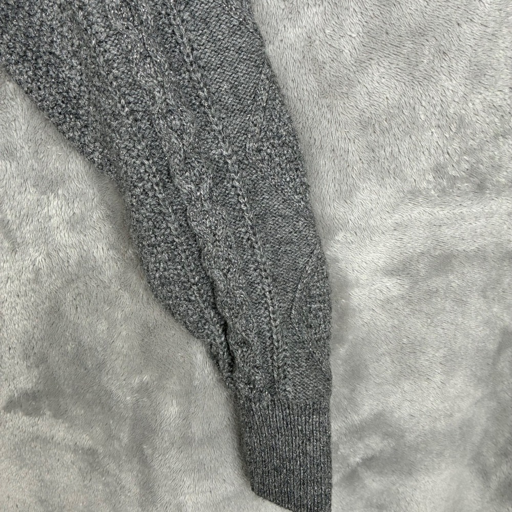 Madewell Cardigan S Cable Knit Cropped Wool Blend Gray Silver Fisherman Preppy - Picture 12 of 16